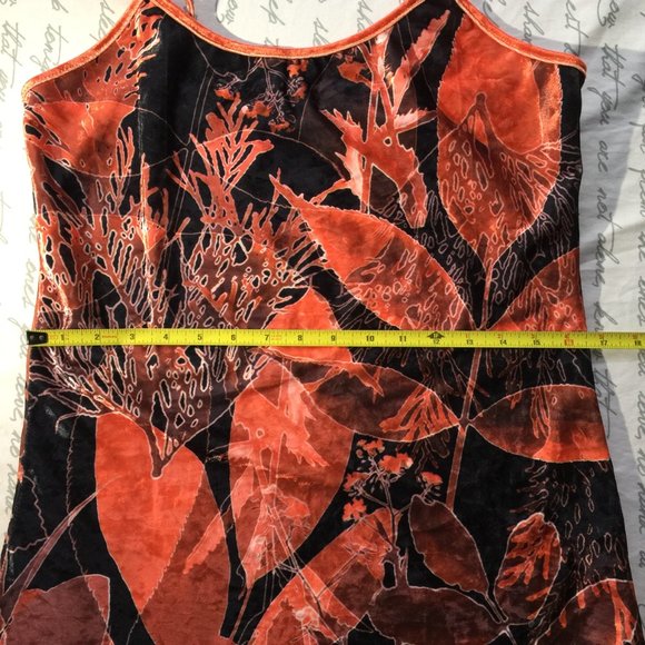 Orange and Black Print Tank Top Feels Like Velvet Large - Picture 3 of 9